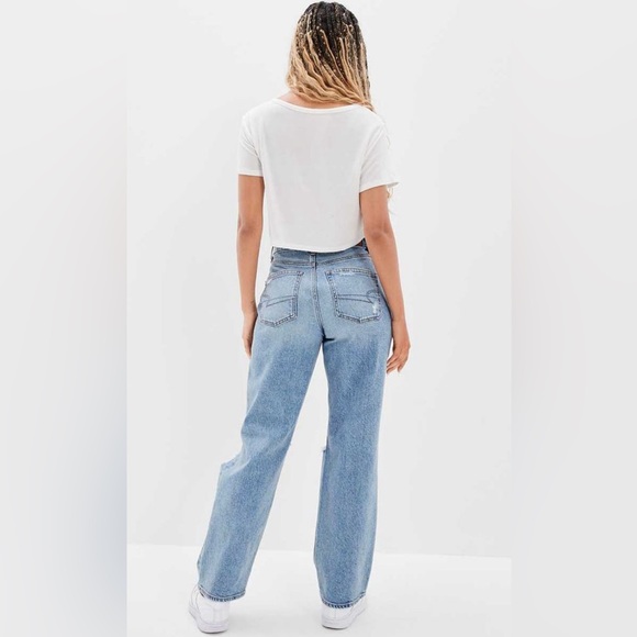 American Eagle Stretch Ripped Curvy 90’s Straight Jean -Size 14 LONG - Picture 2 of 5